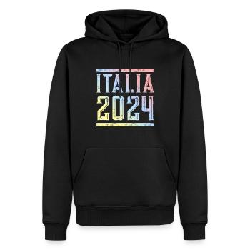 Italia 2024 Coloré - Sweat à capuche Premium bio Homme - noir - Devant - Nico (187cm)