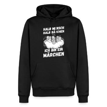 Mi-humain, mi-ours - Sweat à capuche Premium bio Homme - noir - Devant - Nico (187cm)