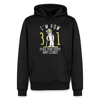 31e anniversaire 31 31 j’ai maintenant 31 ans - Sweat à capuche Premium bio Homme - noir - Devant - Nico (187cm)