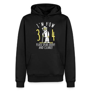 34. Geburtstag 34er 34ter Ich bin jetzt 34 Jahre - Männer Premium Bio Hoodie - Schwarz - Vorne - Nico (187cm)