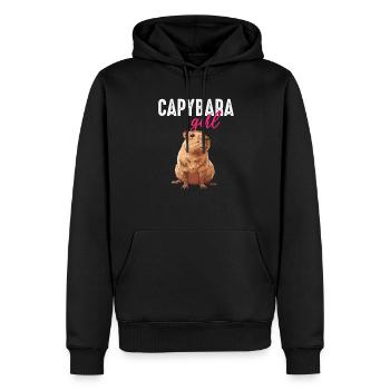 Capybara girl - Männer Premium Bio Hoodie - Schwarz - Vorne - Nico (187cm)