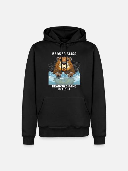 BEAVER BLISS BRANCHES DAMS DELIGHT - Men’s Premium Organic Hoodie - black