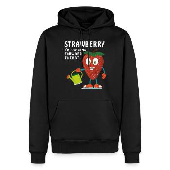STRAWBERRY I'M LOOKING FORWARD TO THAT - Männer Premium Bio Hoodie - Schwarz - Vorne - Nico (187cm)