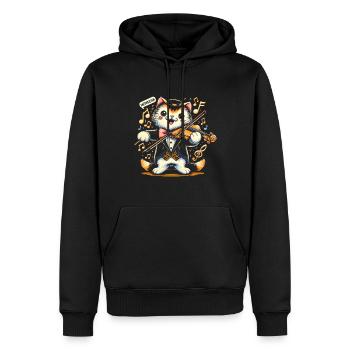 meowsicion - Katzengeige - Männer Premium Bio Hoodie - Schwarz - Vorne - Nico (187cm)