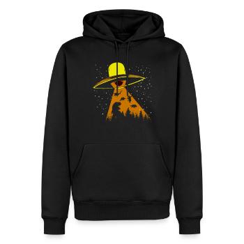 Alien Dinosaur UFO Abduction - Men’s Premium Organic Hoodie - black - Front - Nico (187cm)