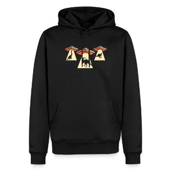 Alien Dinosaur UFO Abduction - Men’s Premium Organic Hoodie - black - Front - Nico (187cm)