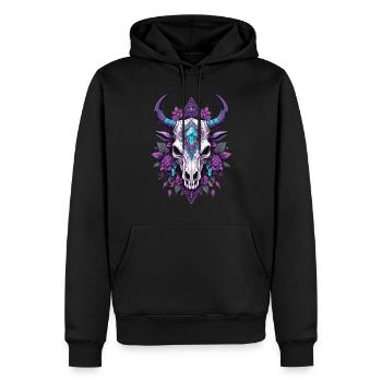 Bull Skull Spirituelles Mandala Federn Design - Männer Premium Bio Hoodie - Schwarz - Vorne - Nico (187cm)