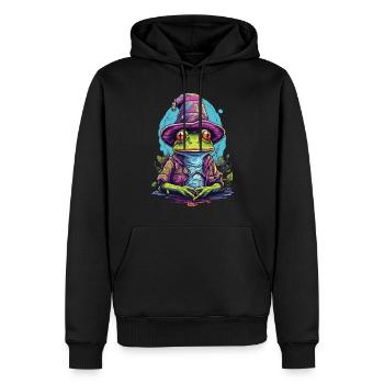 Grenouille mystique avec chapeau magique - Sweat à capuche Premium bio Homme - noir - Devant - Nico (187cm)
