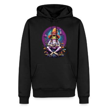 Frosch Psychedelic Art Wald Pilze Musik Festival - Männer Premium Bio Hoodie - Schwarz - Vorne - Nico (187cm)
