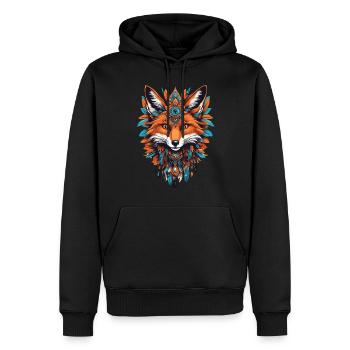 Fuchs Spirituelles Mandala Tier Traumfänger Design - Männer Premium Bio Hoodie - Schwarz - Vorne - Nico (187cm)