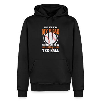 The voice in my head are telling me to play Tee ba - Männer Premium Bio Hoodie - Schwarz - Vorne - Nico (187cm)