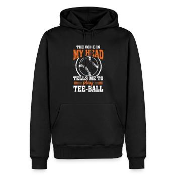 La voix dans ma tête me dit de jouer au tee-ball - Sweat à capuche Premium bio Homme - noir - Devant - Nico (187cm)