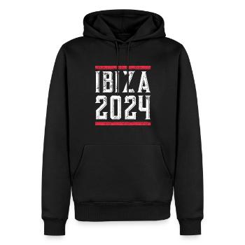 Jours fériés à Ibiza 2024 - Sweat à capuche Premium bio Homme - noir - Devant - Nico (187cm)