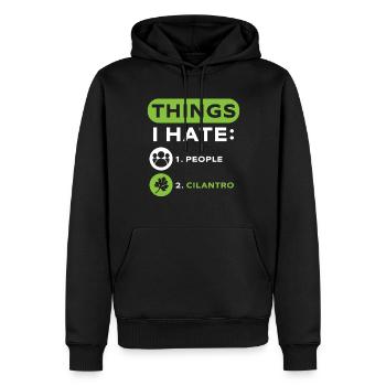 Anti coriander - Men’s Premium Organic Hoodie - black - Front - Nico (187cm)