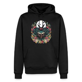 Floral Mothman - Männer Premium Bio Hoodie - Schwarz - Vorne - Nico (187cm)