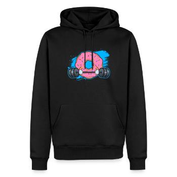Donut PowerLifting Workout -Gewichtheber - Männer Premium Bio Hoodie - Schwarz - Vorne - Nico (187cm)