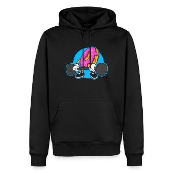 Donut PowerLifting Workout -Gewichtheber - Männer Premium Bio Hoodie - Schwarz - Vorne - Nico (187cm)