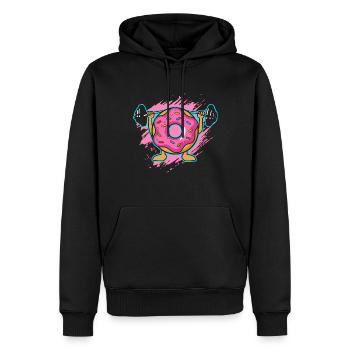 Donut PowerLifting Workout -Gewichtheber - Männer Premium Bio Hoodie - Schwarz - Vorne - Nico (187cm)