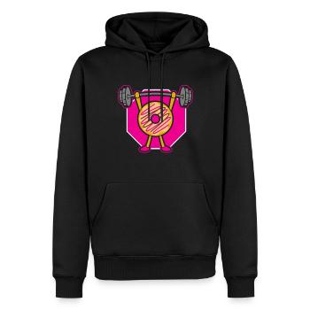 Donut PowerLifting Workout -Gewichtheber - Männer Premium Bio Hoodie - Schwarz - Vorne - Nico (187cm)