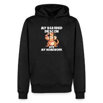 dragon barbu a mangé mes devoirs, reptile barbu - Sweat à capuche Premium bio Homme - noir - Devant - Nico (187cm)