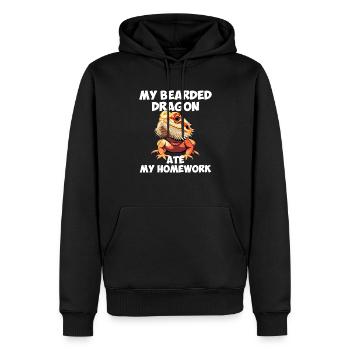 dragon barbu a mangé mes devoirs, reptile barbu - Sweat à capuche Premium bio Homme - noir - Devant - Nico (187cm)
