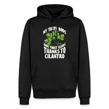 Coriander Hater Anti Coriander - Men’s Premium Organic Hoodie - black - Front - Nico (187cm)