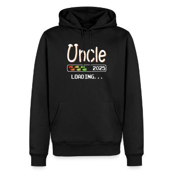 Werdender Onkel 2025 loading ich werde Onkel - Männer Premium Bio Hoodie - Schwarz - Vorne - Nico (187cm)