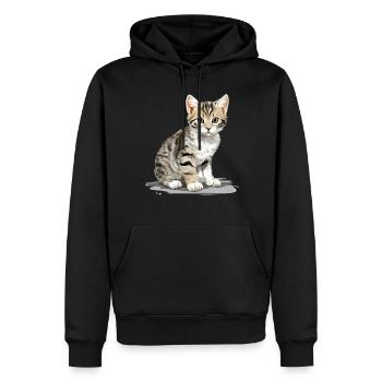 Chat Chats American Wirehair - Sweat à capuche Premium bio Homme - noir - Devant - Nico (187cm)