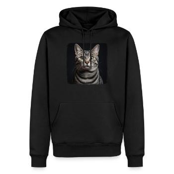 Chat Chats American Shorthair - Sweat à capuche Premium bio Homme - noir - Devant - Nico (187cm)