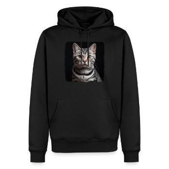 Chat Chats American Shorthair - Sweat à capuche Premium bio Homme - noir - Devant - Nico (187cm)
