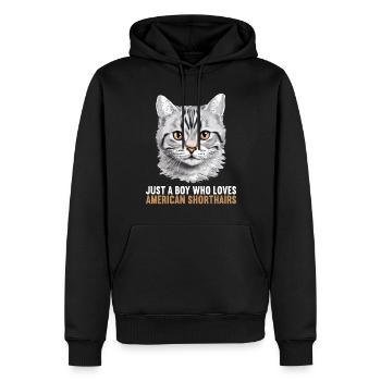 Chat Chats American Shorthair - Sweat à capuche Premium bio Homme - noir - Devant - Nico (187cm)