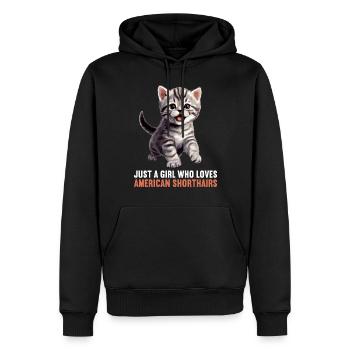 Chat Chats American Shorthair - Sweat à capuche Premium bio Homme - noir - Devant - Nico (187cm)