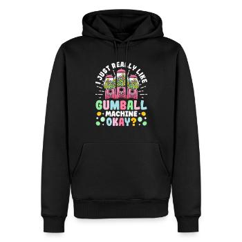 Lustiger Kaugummiautomat - Männer Premium Bio Hoodie - Schwarz - Vorne - Nico (187cm)