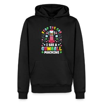 Lustiger Kaugummiautomat - Männer Premium Bio Hoodie - Schwarz - Vorne - Nico (187cm)