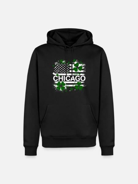 Drapeau américain Chicago Saint-Patrick - Sweat à capuche Premium bio Homme - noir