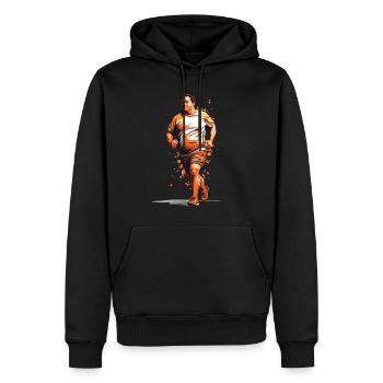 Lustiges Streetwear Joggen & Ästhetischer Fitness - Männer Premium Bio Hoodie - Schwarz - Vorne - Nico (187cm)