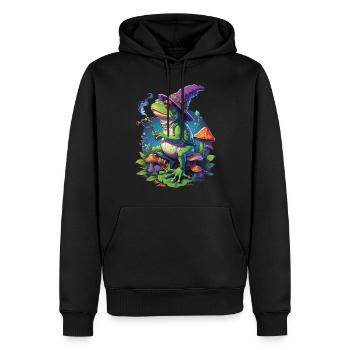 Magischer Frosch Psychedelic Art Musik Festival - Männer Premium Bio Hoodie - Schwarz - Vorne - Nico (187cm)