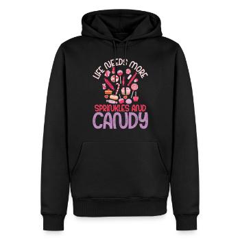 Candy Gift - Männer Premium Bio Hoodie - Schwarz - Vorne - Nico (187cm)