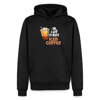 ok but first iced coffee, iced coffee - Männer Premium Bio Hoodie - Schwarz - Vorne - Nico (187cm)