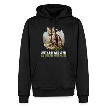 Chat Chats American Wirehair - Sweat à capuche Premium bio Homme - noir - Devant - Nico (187cm)