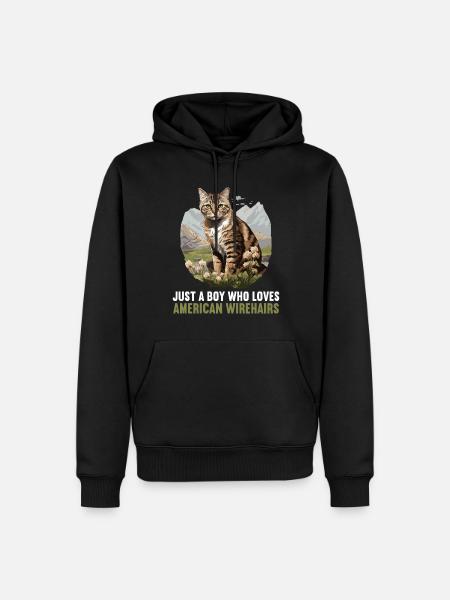 Cat Cats American Wirehair - Men’s Premium Organic Hoodie - black