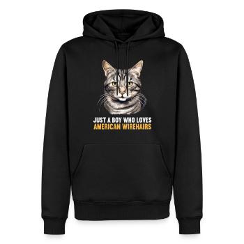 Chat Chats American Wirehair - Sweat à capuche Premium bio Homme - noir - Devant - Nico (187cm)