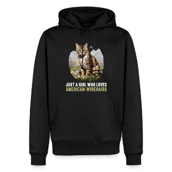 Chat Chats American Wirehair - Sweat à capuche Premium bio Homme - noir - Devant - Nico (187cm)