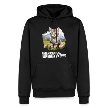 Chat Chats American Wirehair - Sweat à capuche Premium bio Homme - noir - Devant - Nico (187cm)