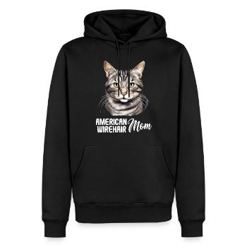 Chat Chats American Wirehair - Sweat à capuche Premium bio Homme - noir - Devant - Nico (187cm)