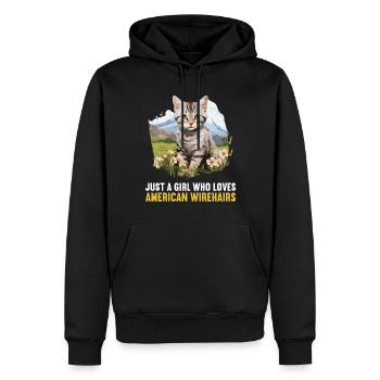 Chat Chats American Wirehair - Sweat à capuche Premium bio Homme - noir - Devant - Nico (187cm)