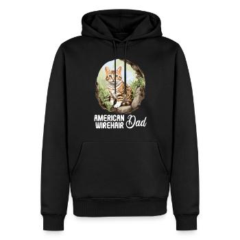 Chat Chats American Wirehair - Sweat à capuche Premium bio Homme - noir - Devant - Nico (187cm)