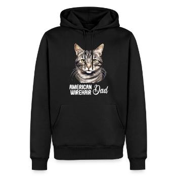 Chat Chats American Wirehair - Sweat à capuche Premium bio Homme - noir - Devant - Nico (187cm)