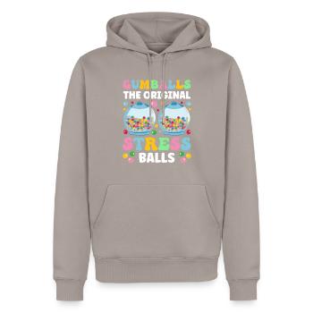 Machine à chewing-gum drôle - Sweat à capuche Premium bio Homme - taupe - Devant - Nico (187cm)