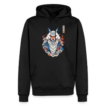 Kitsune Fox Spirit Esthétique Yokai Japon Art - Sweat à capuche Premium bio Homme - noir - Devant - Nico (187cm)